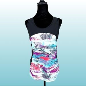 Skirt Sports Athletic Tank Top Built In Bra Zippered Back Pocket Multicolor XL